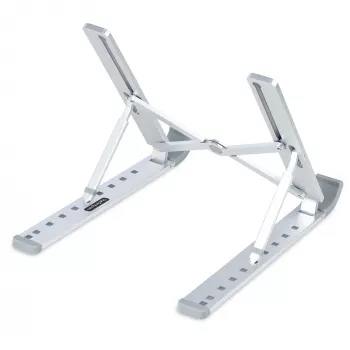 StarTech.com taitettava kannettavan tietokoneen teline, kannettava korkeussäädettävä ergonominen kannettavan tietokoneen teline, tuuletettu alumiinirunko kantaa 10 kg, kallistettava/korotettava/kulma-asento kannettavalle tietokoneelle/tabletille, taitettava rakenne