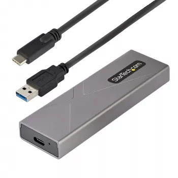 StarTech.com USB-C 10 Gbit/s M.2 NVMe tai M.2 SATA SSD-kotelo – työkaluton ulkoinen alumiinikotelo M.2 PCIe/SATA NGFF SSD:lle – USB Type-C ja Type-A isäntäkaapeli – tukee 2230/2242/2260/2280