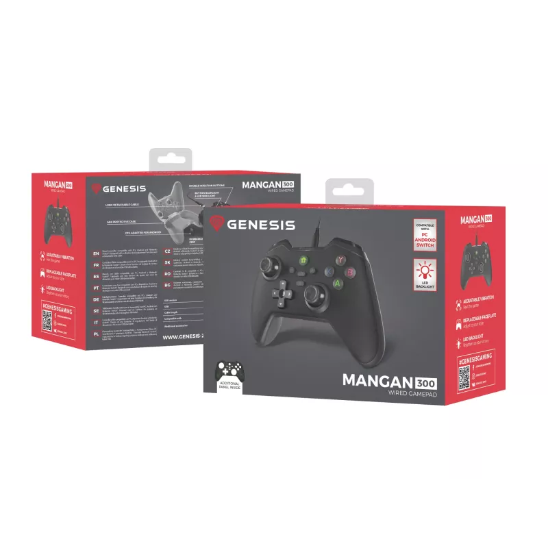 GENESIS Mangan 300 musta USB-peliohjain analoginen / digitaalinen Android, Nintendo Switch, PC