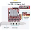 StarTech.com 4-porttinen USB Type-C PCIe-kortti, USB 3.2 10Gbps, USB-C PCI Express laajennuskortti, 4x itsenäinen USB-ohjain, Windows/Linux/macOS, TAA-yhteensopiva