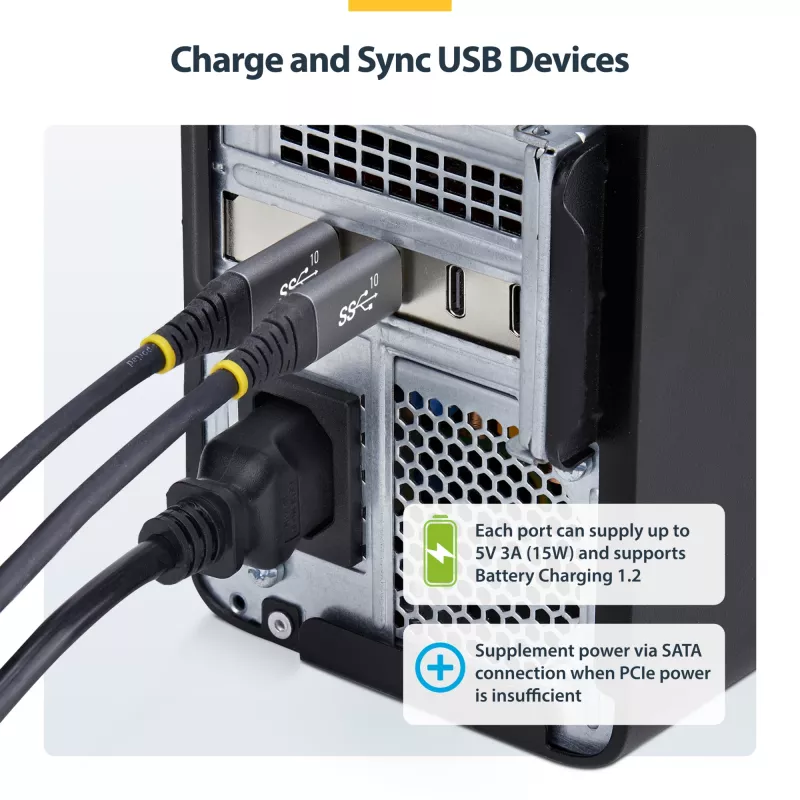 StarTech.com 4-porttinen USB Type-C PCIe-kortti, USB 3.2 10Gbps, USB-C PCI Express laajennuskortti, 4x itsenäinen USB-ohjain, Windows/Linux/macOS, TAA-yhteensopiva