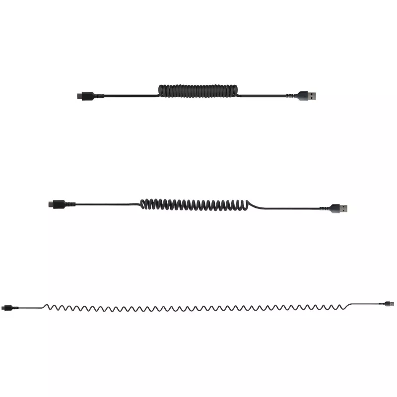 StarTech.com 1 m USB-A - C -latauskaapeli, spiraalikaapeli, Heavy Duty, pikalataus ja synkronointi, laadukas USB 2.0 A - USB Type-C -kaapeli, kestävä aramidikuitu, kestävä uros-uros-USB-kaapeli