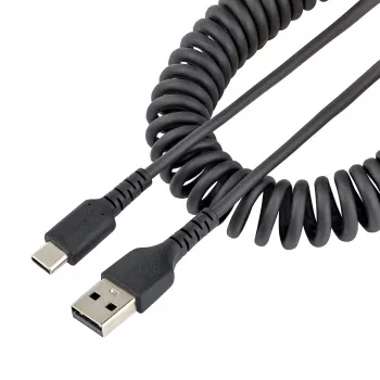 StarTech.com 50 cm (20 in) USB-A - C -latauskaapeli, spiraalikaapeli Heavy Duty pikalataus ja synkronointi, laadukas USB 2.0 A - USB Type-C -kaapeli, kestävä aramidikuitu, kestävä uros-uros-USB-kaapeli