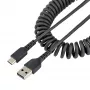 StarTech.com 50 cm (20 in) USB-A - C -latauskaapeli, spiraalikaapeli Heavy Duty pikalataus ja synkronointi, laadukas USB 2.0 A - USB Type-C -kaapeli, kestävä aramidikuitu, kestävä uros-uros-USB-kaapeli