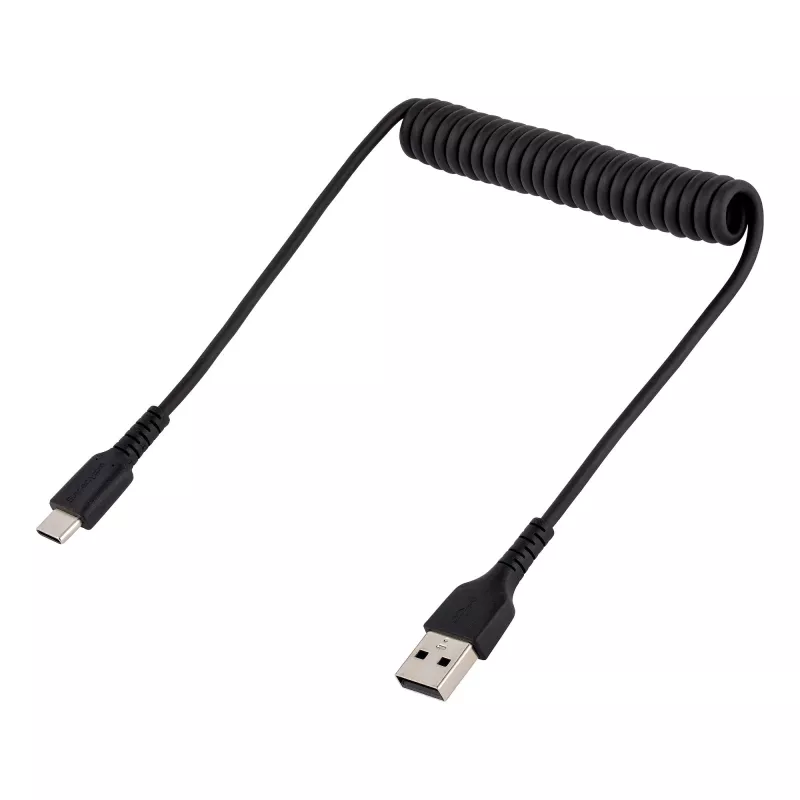 StarTech.com 50 cm (20 in) USB-A - C -latauskaapeli, spiraalikaapeli Heavy Duty pikalataus ja synkronointi, laadukas USB 2.0 A - USB Type-C -kaapeli, kestävä aramidikuitu, kestävä uros-uros-USB-kaapeli