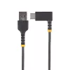 StarTech.com 1m USB-A–USB-C-latauskaapeli, kulmaliitin – kestävä pikalatauskaapeli – musta, USB 2.0 A–Type-C – kestävä aramidikuitu – 3A – USB-latauskaapeli