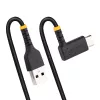 StarTech.com 1m USB-A–USB-C-latauskaapeli, kulmaliitin – kestävä pikalatauskaapeli – musta, USB 2.0 A–Type-C – kestävä aramidikuitu – 3A – USB-latauskaapeli