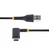 StarTech.com 1ft (30cm) USB-A–C-latauskaapeli, kulmaliitin – kestävä pikalataus-USB-C-kaapeli – musta USB 2.0 A–Type-C – kestävä aramidikuitu – 3A – USB-latauskaapeli