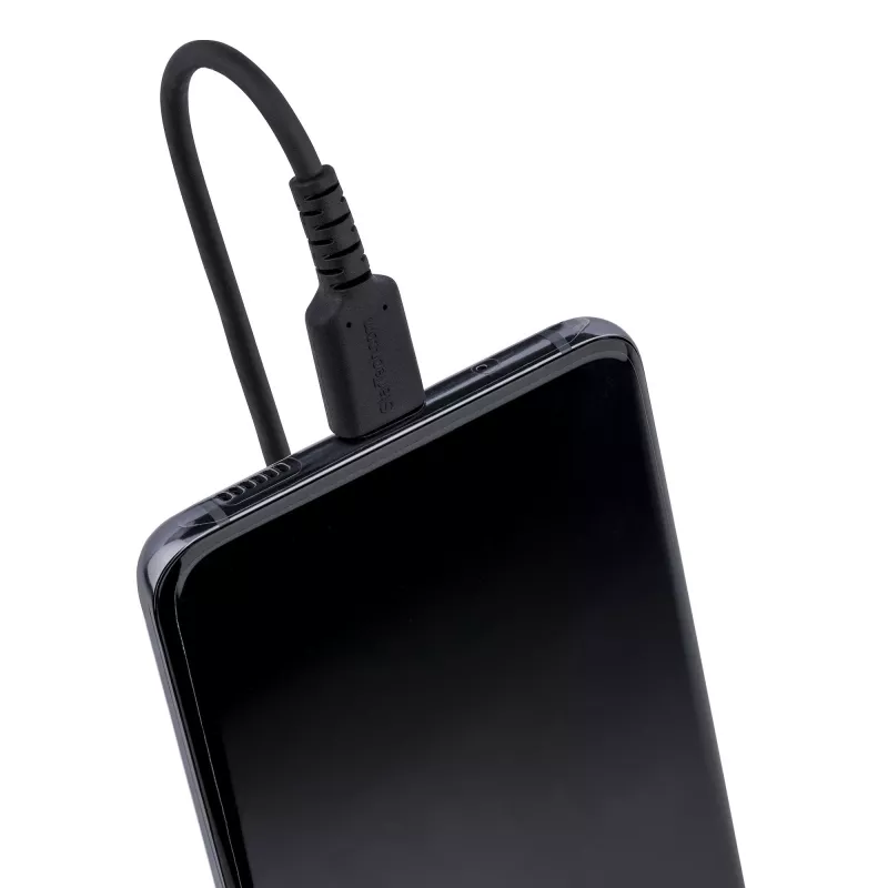 StarTech.com 1 m USB-C-latauskaapeli, spiraalikaapeli, Heavy Duty, nopea lataus ja synkronointi, USB 2.0 Type-C -kaapeli, kestävä aramidikuitu, kestävä uros-uros-USB-kaapeli, musta