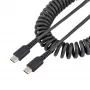 StarTech.com 20 in (50 cm) USB-C-latauskaapeli, spiraalikaapeli, kestävä, pikalataus ja synkronointi, USB 2.0 Type-C, kestävällä aramidikuidulla, kestävä uros-uros-USB-kaapeli, musta