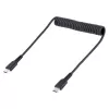 StarTech.com 20 in (50 cm) USB-C-latauskaapeli, spiraalikaapeli, kestävä, pikalataus ja synkronointi, USB 2.0 Type-C, kestävällä aramidikuidulla, kestävä uros-uros-USB-kaapeli, musta