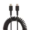 StarTech.com 20 in (50 cm) USB-C-latauskaapeli, spiraalikaapeli, kestävä, pikalataus ja synkronointi, USB 2.0 Type-C, kestävällä aramidikuidulla, kestävä uros-uros-USB-kaapeli, musta