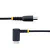 StarTech.com 15cm USB C -latauskaapeli kulmaliittimellä - 60W PD 3A - kestävä pikalataus-USB-C-kaapeli - musta USB 2.0 Type-C - vahvistettu aramidikuidulla - lyhyt USB-latauskaapeli