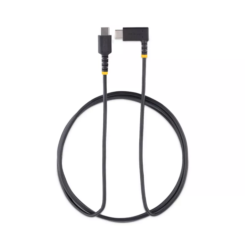 StarTech.com 1,8 m (6 ft) USB-C-latauskaapeli, suorakulmainen – 60 W PD 3 A – kestävä USB-C-pikalatauskaapeli – musta, USB 2.0 Type-C – kestävä aramidikuitu – USB-latauskaapeli