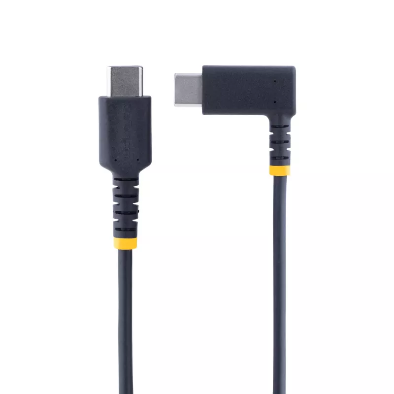 StarTech.com 30cm USB-C-latauskaapeli suorakulmaliittimellä – 60W PD 3A – kestävä pikalataus-USB-C-kaapeli – musta USB 2.0 Type-C – vahvistettu aramidikuidulla – USB-latauskaapeli