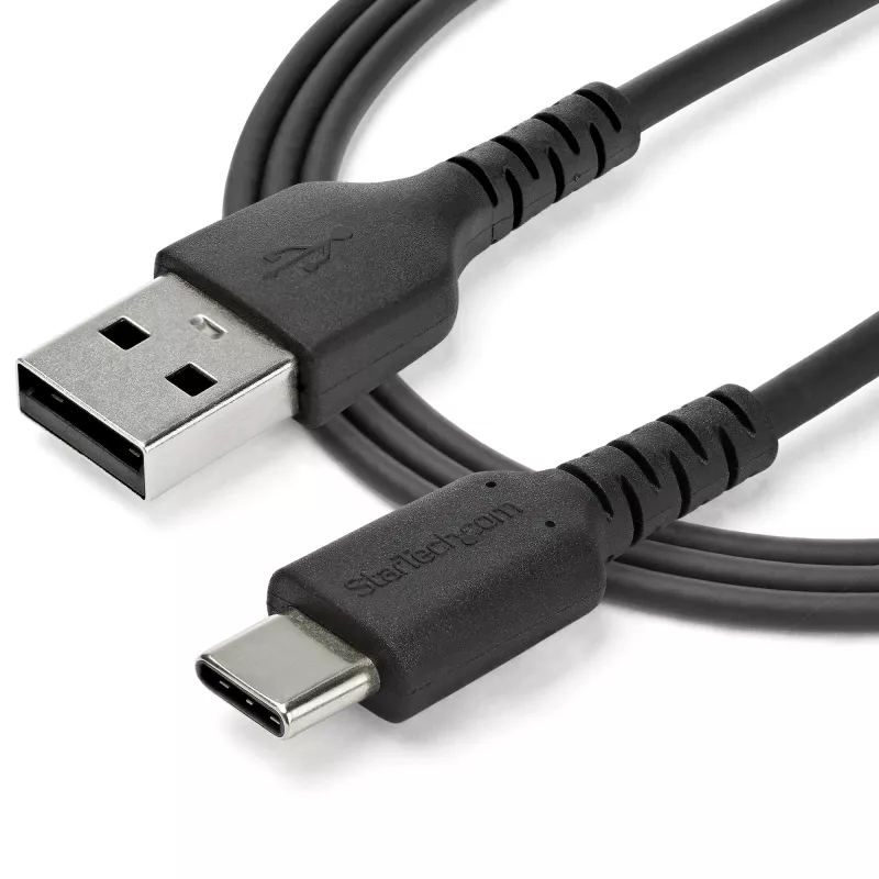 StarTech.com 2 m USB-A - USB-C -laturikaapeli – kestävä pikalataus- ja synkronointikaapeli USB 2.0 - USB Type-C -datakaapeli – kestävä TPE-kuori aramidikuitua M/M 3A musta – Samsung S10, iPad Pro, Pixel