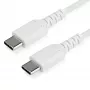 StarTech.com 1m USB-C-laturikaapeli – kestävä pikalataus- ja synkronointikaapeli USB 2.0 Type-C – USB-C-kannettavan laturikaapeli – TPE-päällyste aramidikuitu M/M 60W valkoinen – Samsung S10 S20 iPad Pro MS Surface