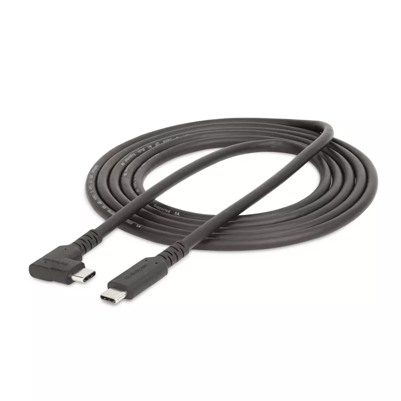 StarTech.com 2m USB-C-kaapeli, kulmikas, USB 5Gbps, 100W (5A) Power Delivery, 4K 60Hz DP Alt Mode, kestävä USB-C-kaapeli – Thunderbolt-yhteensopiva
