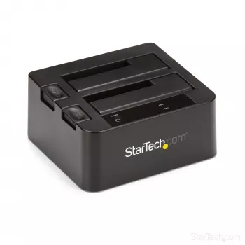 StarTech.com kaksipaikkainen USB 3.2 Gen 2 - SATA-kiintolevytelakka, USB 10 Gb/s kiintolevytelakka, ulkoinen 2,5/3,5 tuuman SATA I/II/III SSD/HDD-telakka, hot-swap-kiintolevypaikka, päältä ladattava