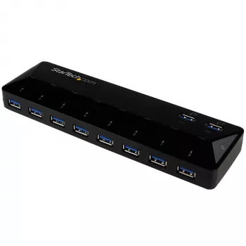 StarTech.com 10 portin USB 3.0 -keskitin lataus- ja synkronointiporteilla – 2 x 1,5 A porttia~10 portin USB 3.0 -keskitin lataus- ja synkronointiporteilla – 5 Gbit/s – 2 x 1,5 A porttia