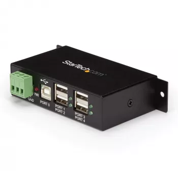 StarTech.com 4 portin USB 2.0 -keskitin - metallinen teollinen USB-A-keskitin - DIN-kisko-, seinä- tai pöytäasennus USB-datakeskitin - TAA-yhteensopiva USB-laajennuskeskitin