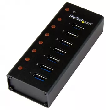 StarTech.com 7 portin USB 3.0 -keskitin - pöytä- tai seinäasennettava metallikotelo~7 portin USB 3.0 -keskitin (5 Gbit/s) - pöytä- tai seinäasennettava metallikotelo