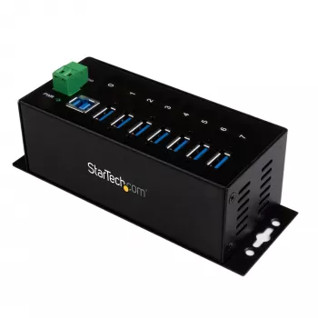 StarTech.com 7-porttinen teollinen USB 3.0 -keskitin ESD-suojauksella~7-porttinen USB 3.0 -keskitin (5Gbps) - teollinen metallinen USB-A-keskitin ESD-suojauksella ja 350W ylijännitesuojauksella - DIN-kisko-, seinä- tai pöytäasennus - TAA-yhteensopiva USB-laajenninkeskitin