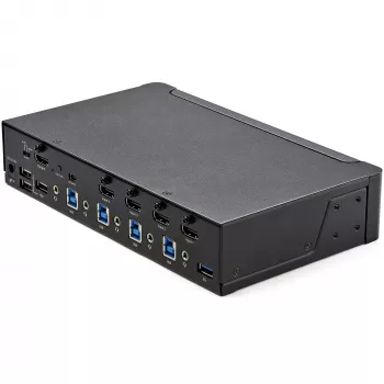 StarTech.com 4 portin HDMI KVM-kytkin – yksittäinen näyttö 4K 60 Hz Ultra HD HDR – työpöytä HDMI 2.0 KVM-kytkin 2 portin USB 3.0 -keskittimellä (5 Gbit/s) ja 4x USB 2.0 HID, ääni – pikanäppäinkytkentä – TAA