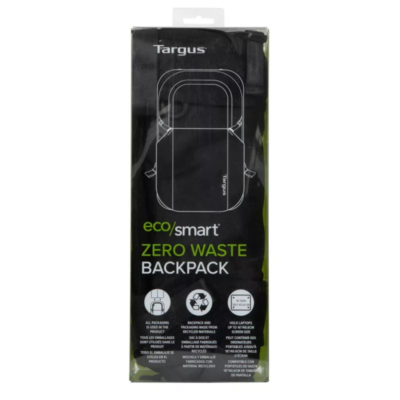 Targus TBB641GL EcoSmart Zero Waste kannettavan reppu, 15–16 tuumaa, muovi, musta
