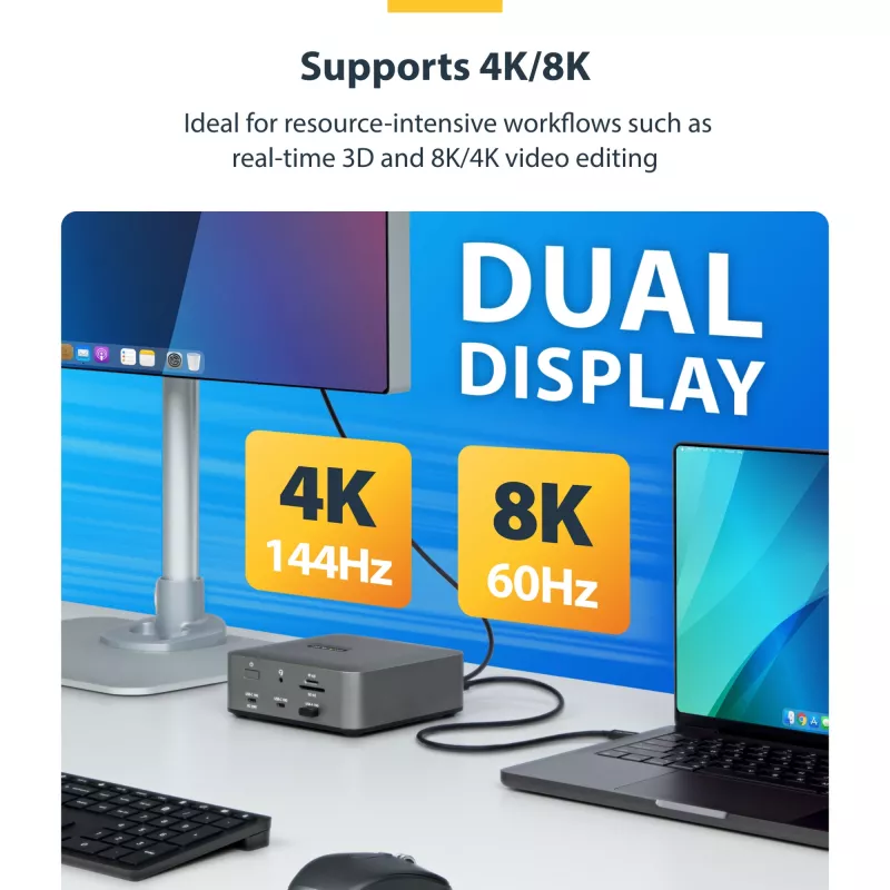 StarTech.com 3ft (1m) Thunderbolt 5 -kaapeli, 80 Gbit/s/enintään 120 Gbit/s, 240 W PD, 8K 60 Hz, sertifioitu Thunderbolt-kaapeli – yhteensopiva Thunderbolt 4/USB4/USB-C