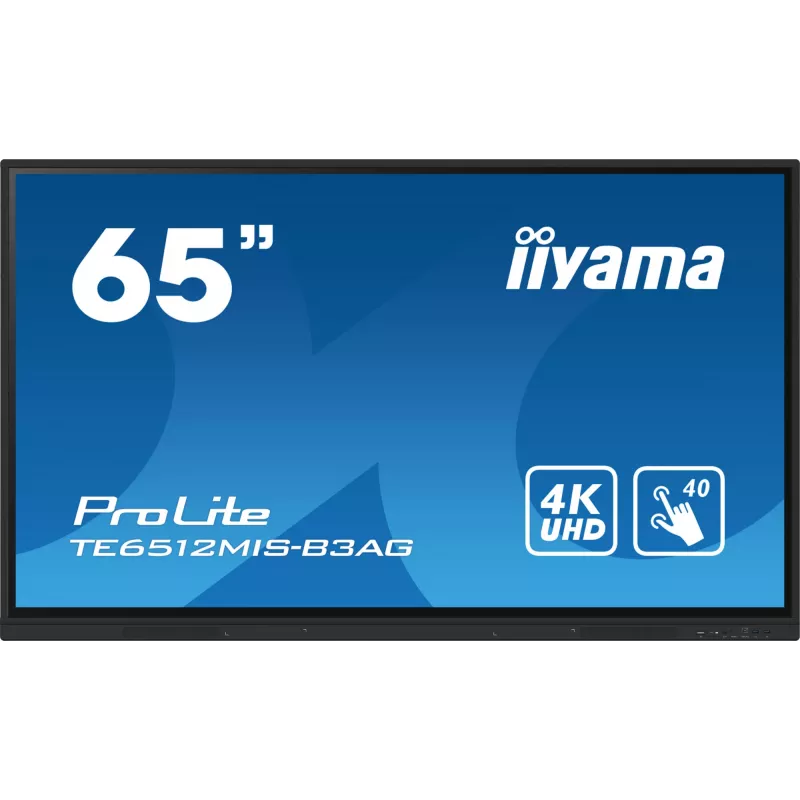 iiyama 65 inch interaktiivinen 4K UHD kosketusnäyttö korkeussäädettävällä yhteistyönäytöllä