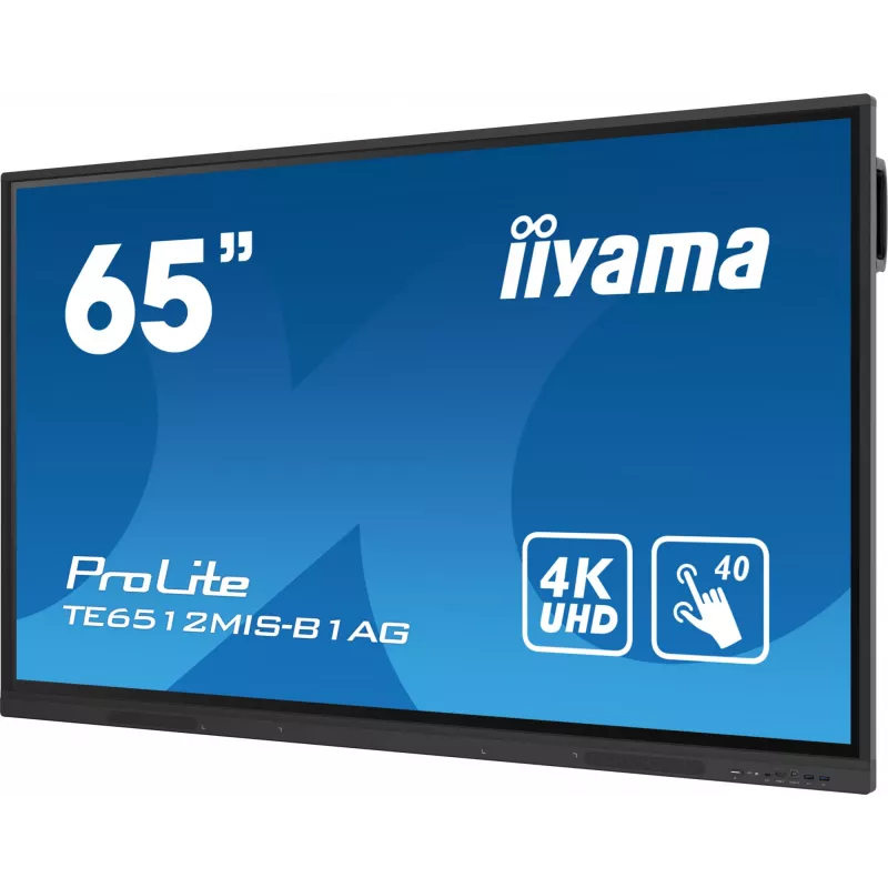 iiyama 65 inch interaktiivinen 4K UHD kosketusnäyttö korkeussäädettävällä yhteistyönäytöllä