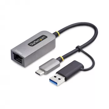 StarTech.com 2.5GbE USB-C - Ethernet-sovitin USB-A-muuntimella, NBASE-T NIC, USB 3.0 Type-C 2.5/1G moninopeusverkko, Thunderbolt-yhteensopiva, Windows & Mac