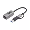 StarTech.com 2.5GbE USB-C - Ethernet-sovitin USB-A-muuntimella, NBASE-T NIC, USB 3.0 Type-C 2.5/1G moninopeusverkko, Thunderbolt-yhteensopiva, Windows & Mac