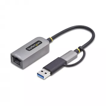 StarTech.com 2.5GbE USB-C - Ethernet-sovitin USB-A-muuntimella, NBASE-T NIC, USB 3.0 Type-C 2.5/1G moninopeusverkko, Thunderbolt-yhteensopiva, Windows & Mac