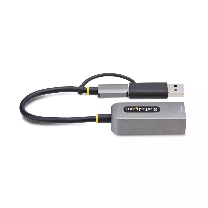 StarTech.com 2.5GbE USB-C - Ethernet-sovitin USB-A-muuntimella, NBASE-T NIC, USB 3.0 Type-C 2.5/1G moninopeusverkko, Thunderbolt-yhteensopiva, Windows & Mac