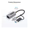 StarTech.com 2.5GbE USB-C - Ethernet-sovitin USB-A-muuntimella, NBASE-T NIC, USB 3.0 Type-C 2.5/1G moninopeusverkko, Thunderbolt-yhteensopiva, Windows & Mac