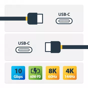 StarTech.com 3 m (10 ft) aktiivinen USB-C-kaapeli, USB 3.2 Gen 2 10 Gbit/s, pitkä USB Type-C -tiedonsiirtokaapeli, 60 W Power Delivery, 8K 60 Hz, DP 1.4 Alt-tila HBR3/HDR10/MST/DSC 1.2/HDCP 2.2 – USB-C–USB-C-kaapeli