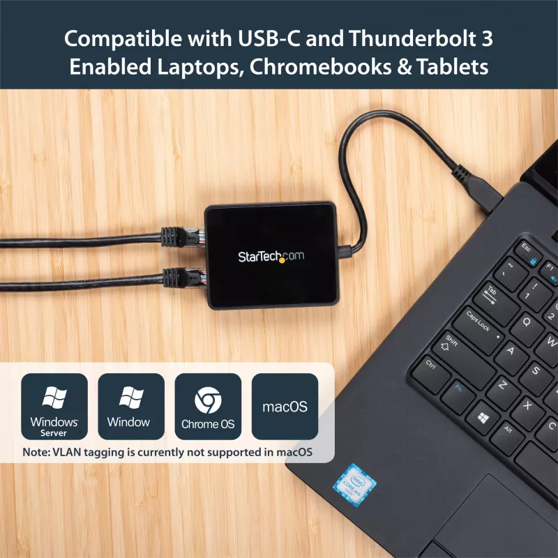 StarTech.com USB-C - kaksois-Gigabit Ethernet -sovitin USB (Type-A) -liitännällä