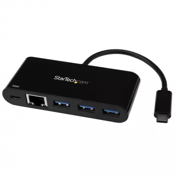 StarTech.com USB-C - Ethernet-sovitin 3-porttisella USB 3.0 -keskittimellä ja Power Deliveryllä