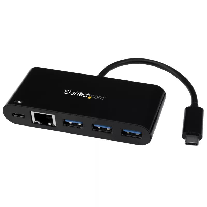StarTech.com USB-C - Ethernet-sovitin 3-porttisella USB 3.0 -keskittimellä ja Power Deliveryllä