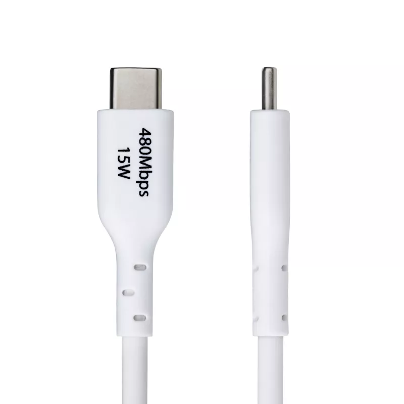 StarTech.com 2m USB-A–USB-C-latauskaapeli, lataus & synkronointi, 3A, USB 2.0, TPE-päällyste - valkoinen USB-latauskaapeli