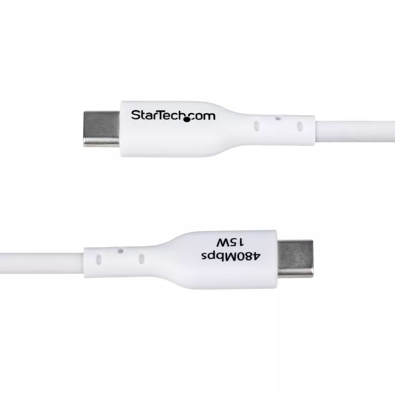 StarTech.com 2m USB-A–USB-C-latauskaapeli, lataus & synkronointi, 3A, USB 2.0, TPE-päällyste - valkoinen USB-latauskaapeli