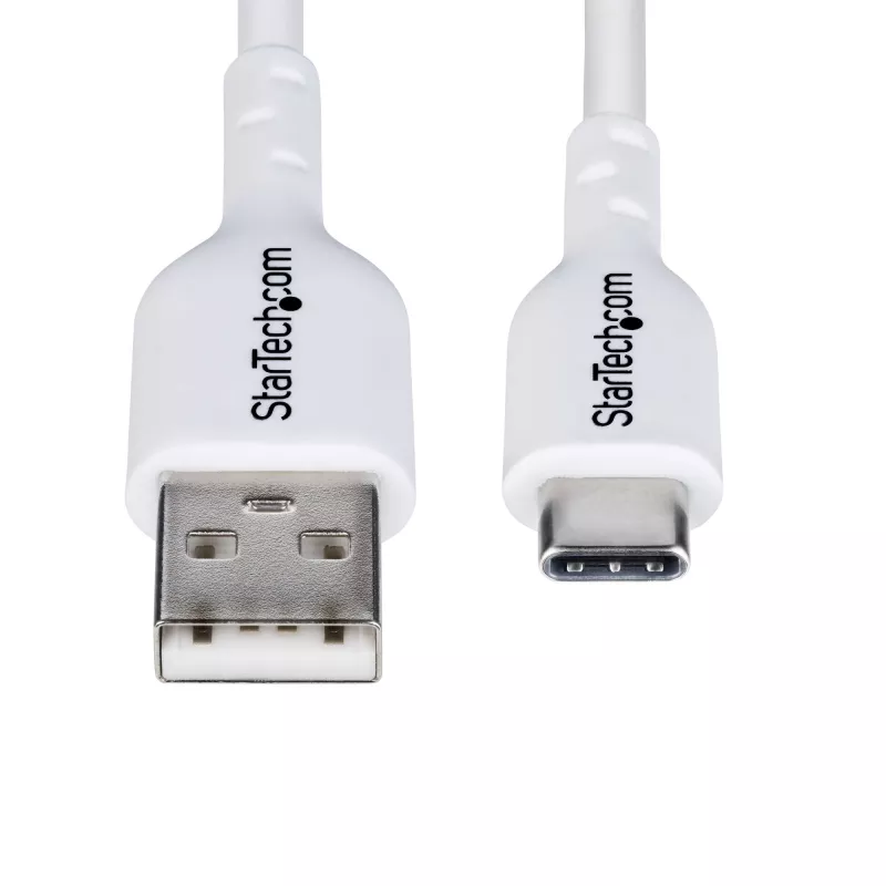 StarTech.com 2m USB-A–USB-C-latauskaapeli, lataus & synkronointi, 3A, USB 2.0, TPE-päällyste - valkoinen USB-latauskaapeli