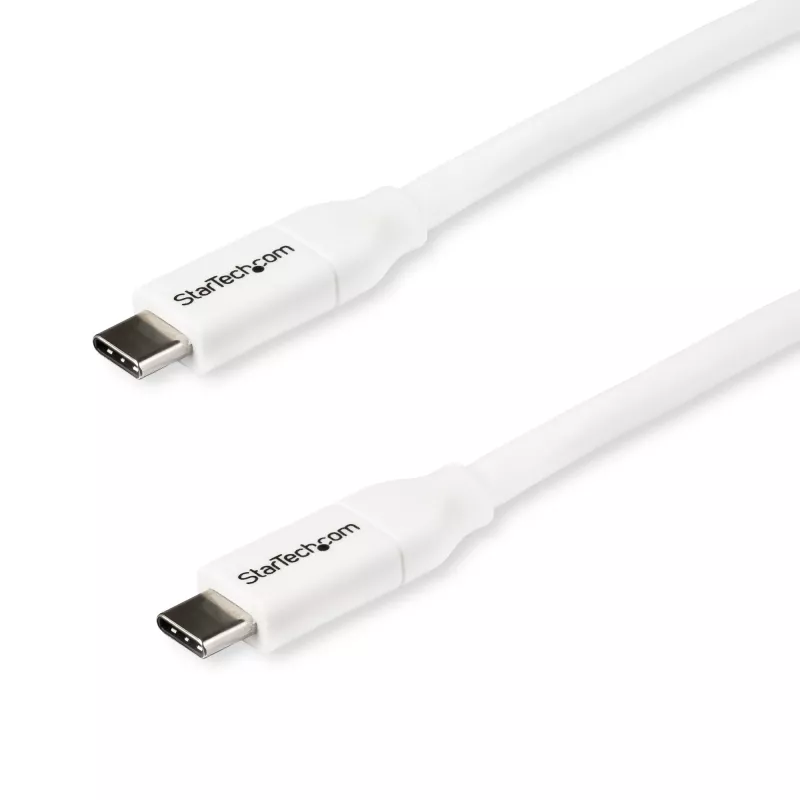 StarTech.com USB-C–USB-C-kaapeli 5 A PD:llä – M/M – valkoinen – 2 m – USB 2.0 – USB-IF-sertifioitu