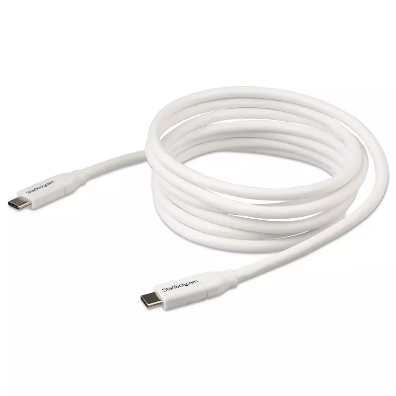 StarTech.com USB-C–USB-C-kaapeli 5 A PD:llä – M/M – valkoinen – 2 m – USB 2.0 – USB-IF-sertifioitu