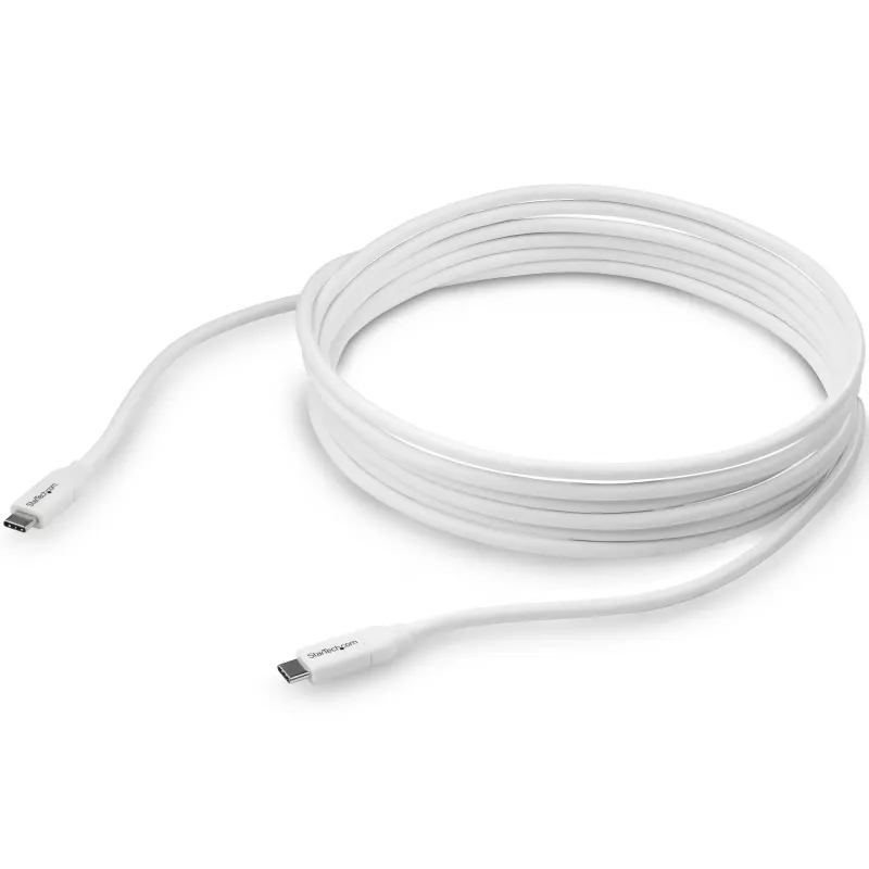StarTech.com USB-C–USB-C-kaapeli 5A PD:llä - M/M - valkoinen - 4 m - USB 2.0 - USB-IF-sertifioitu