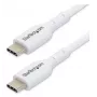 StarTech.com 2m valkoinen USB-C-laturikaapeli, USB-C-kaapeli, USB 2.0 Type-C kannettavan laturikaapeli, 60W 3A Power Delivery, TPE-päällyste, USB-C-datansiirtokaapeli, M/M
