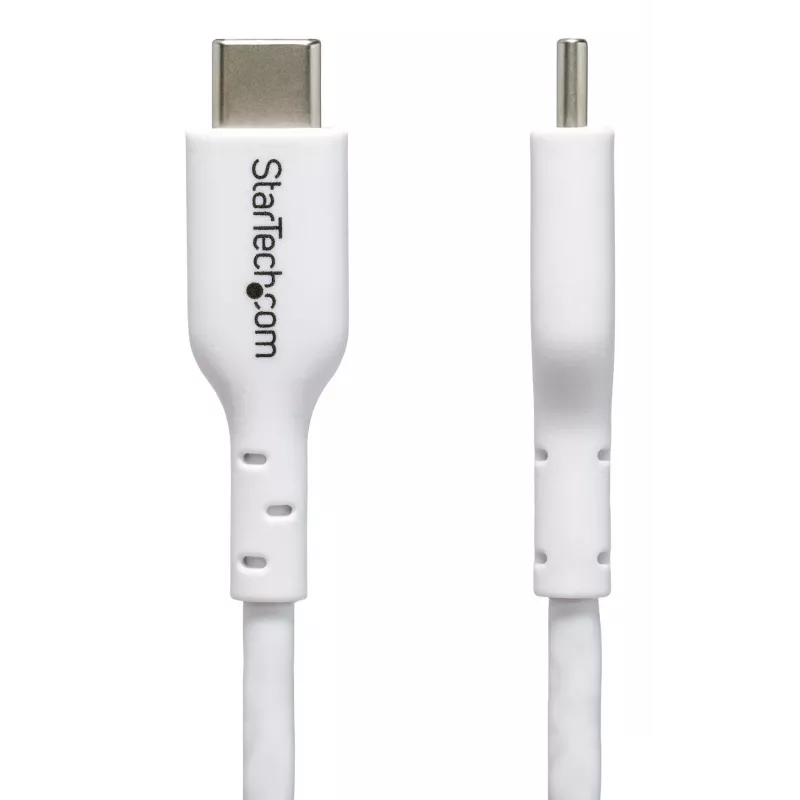 StarTech.com 2m valkoinen USB-C-laturikaapeli, USB-C-kaapeli, USB 2.0 Type-C kannettavan laturikaapeli, 60W 3A Power Delivery, TPE-päällyste, USB-C-datansiirtokaapeli, M/M