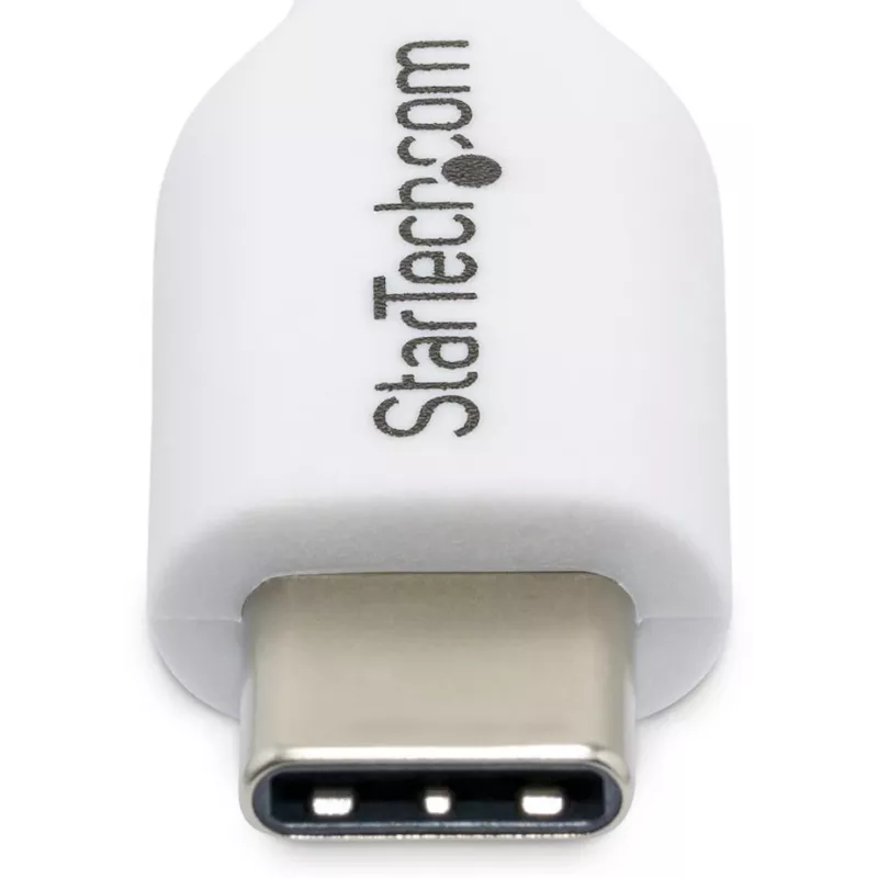 StarTech.com 2m valkoinen USB-C-laturikaapeli, USB-C-kaapeli, USB 2.0 Type-C kannettavan laturikaapeli, 60W 3A Power Delivery, TPE-päällyste, USB-C-datansiirtokaapeli, M/M